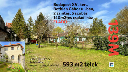 Budapest XV. ker.-ben 2 szintes családi ház ELADÓ.