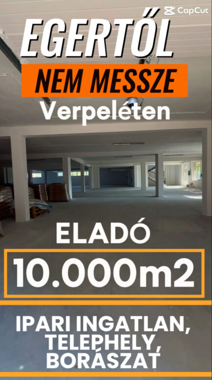 250M, Az Egertől nem messze lévő Verpeléten 10.000M2, nagy alapterületű ipari ingatlan, borászat ELADÓ.